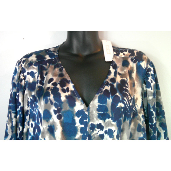 Chico's Women's 3, 16/18 Tie Waist Adjustable Button 3/4 Sleeve Midnight - Picture 2 of 8